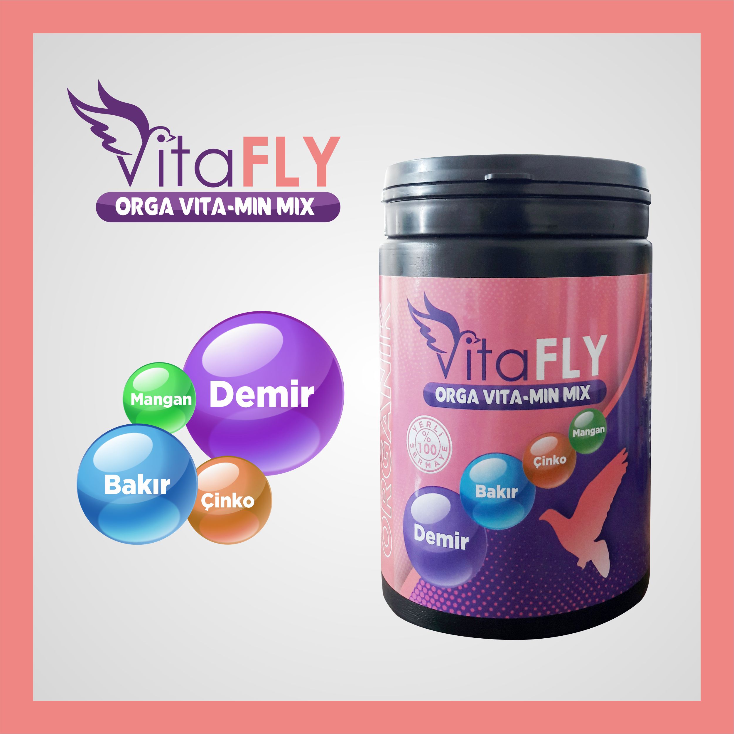 VitaFLY Orga Vita-Min Mix 1500 gr (KAFES KUŞLARI VE GÜVERCİNLER İÇİN)