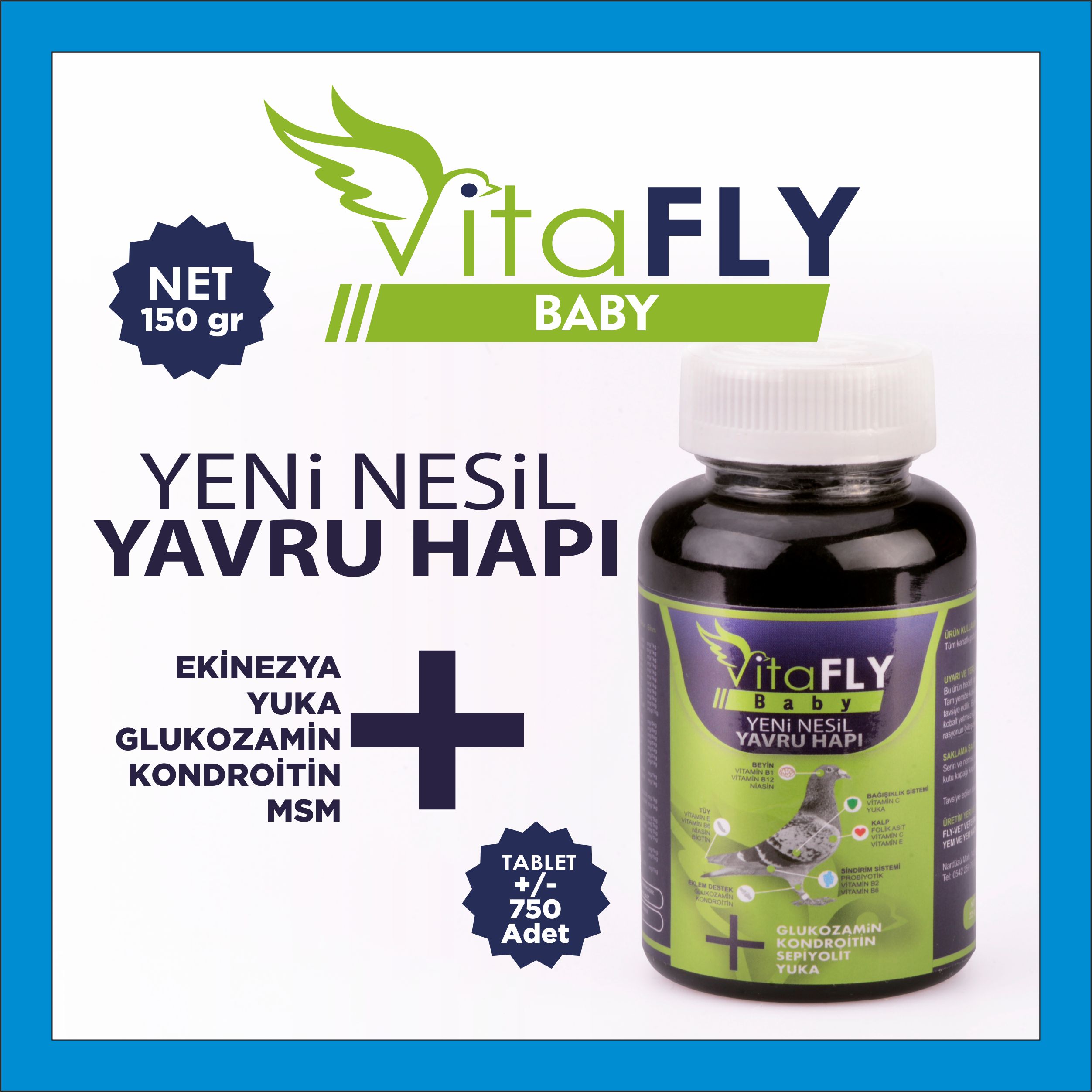 VitaFlY Yeni Nesil Yavru Hapı BabyCore 150 gr - 750 Adet (GÜVERCİNLER İÇİN)