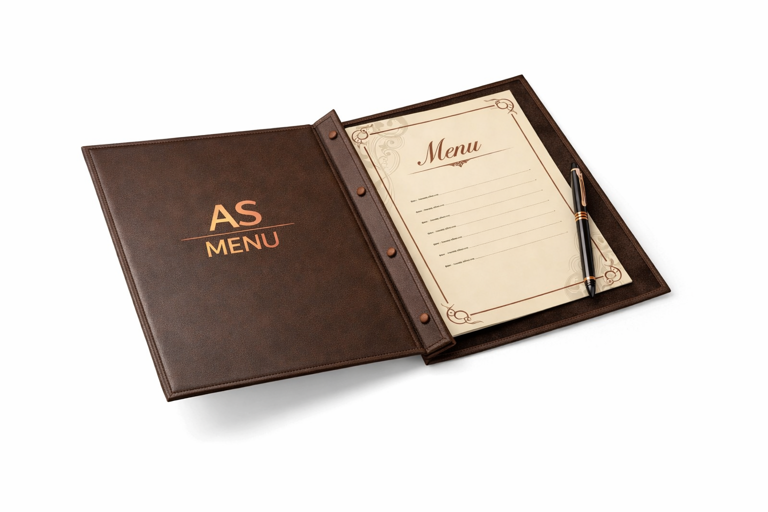 قوائم الطعام الجلدية للفنادق والمطاعم: جودة فاخرة من AS MENU